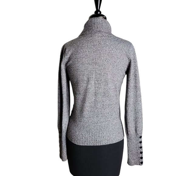 Dressbarn v neck fold over collar faux wrap gray sweater size small - Picture 2 of 8